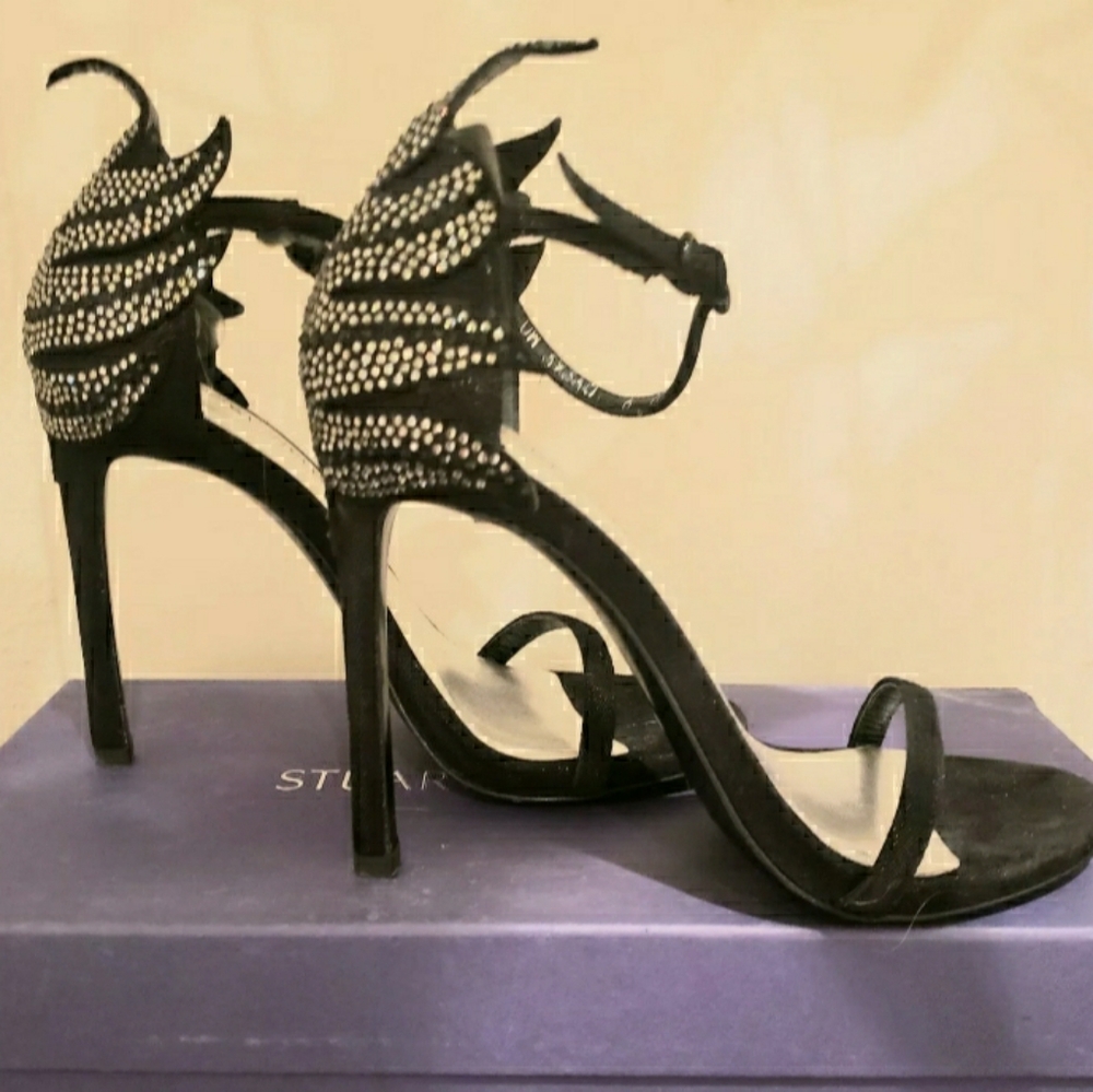 Stewart Weitzman Rhinestone Embellished Stiletto Heels Black Sz 6.5